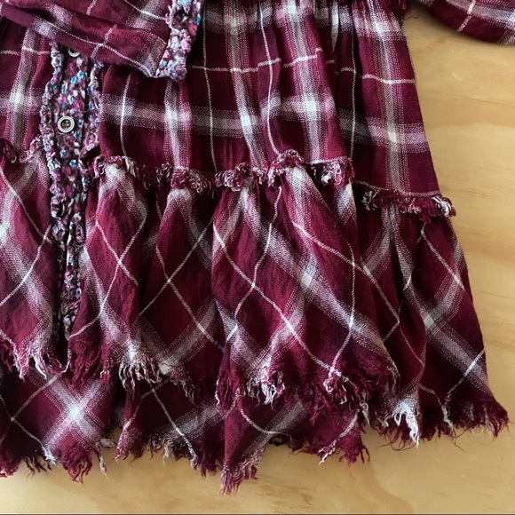 Altar’d State Womens Plaid Floral Trip Raw Hem Tunic Top Size Medium - Picture 4 of 6